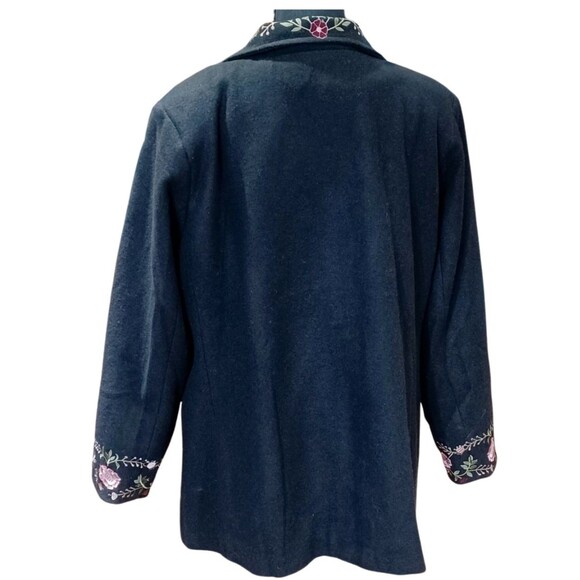 North Style Vintage Sz XL Wool Blend Floral Embroidered Jacket Coat Pockets - Picture 4 of 10